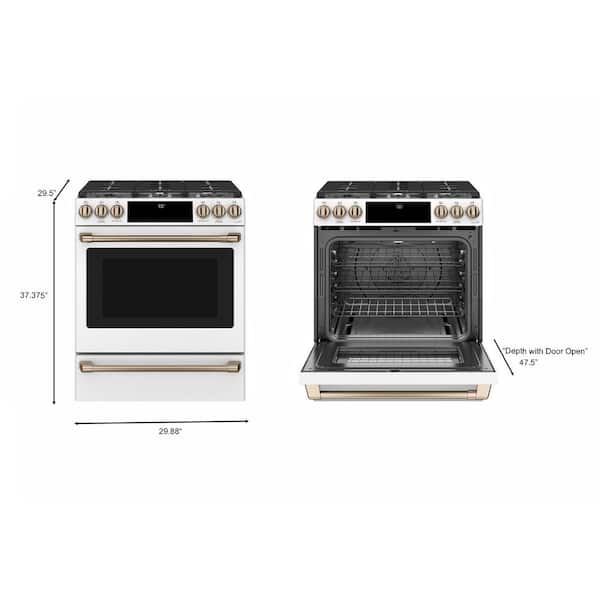 Cafe 30 in. 6.7 cu. ft. Smart Slide-In Double Oven Gas Range in Matte White  with True Convection, Air Fry CGS750P4MW2 - The Home Depot