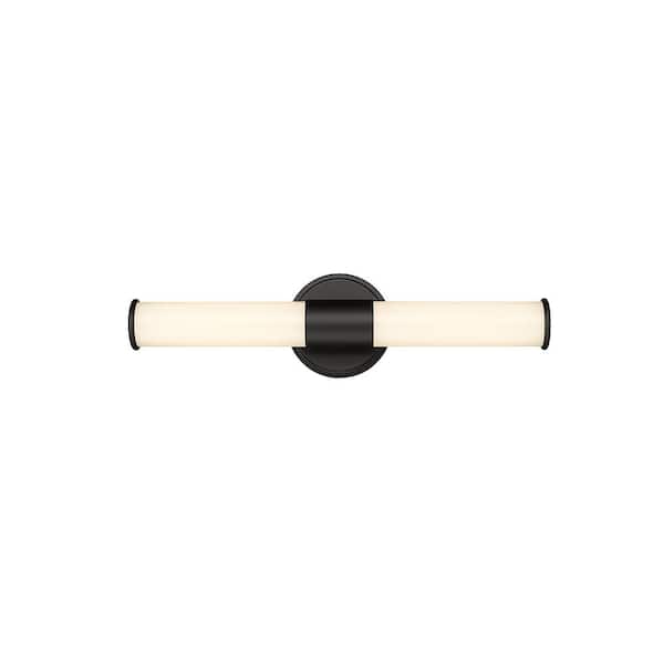 Millennium Lighting Trumann 18 in. 1-Light Matte Black LED Vanity Light with White Shade