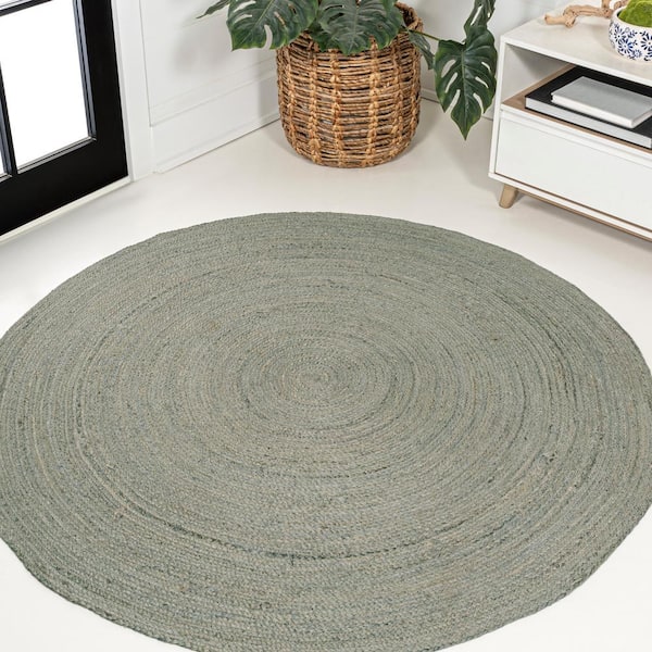 JONATHAN Y Zara Braided Coastal Cottage Round Jute Gray 5 ft. Round Area Rug