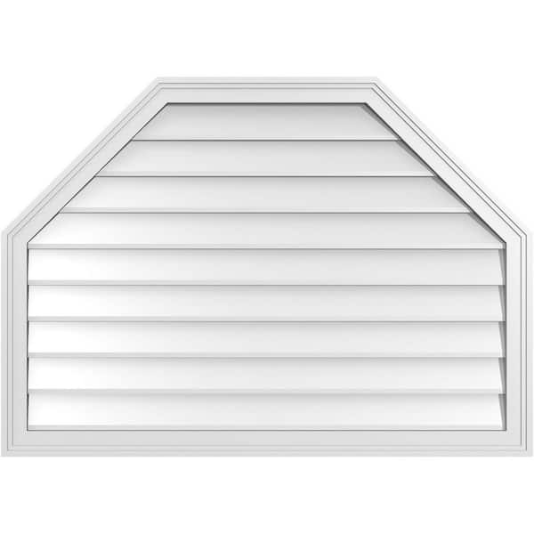 Ekena Millwork 42 in. x 30 in. Octagonal Top Surface Mount PVC Gable Vent: Decorative with Brickmould Frame