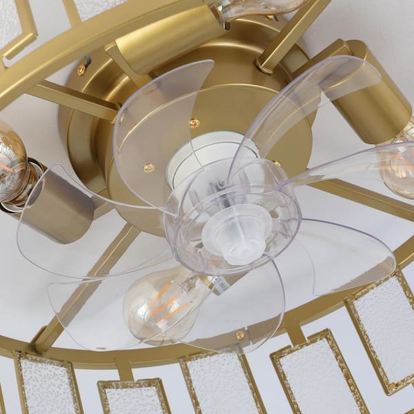 Genoci 20 in. Gold Reversible Caged Crystal Bladeless Modern Flush
