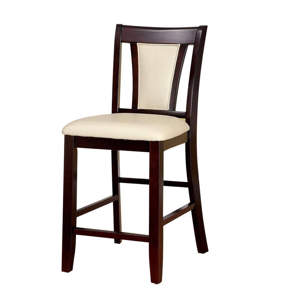 Transitional Brentwood 22'' Brown and Cream Leather Counter Stool