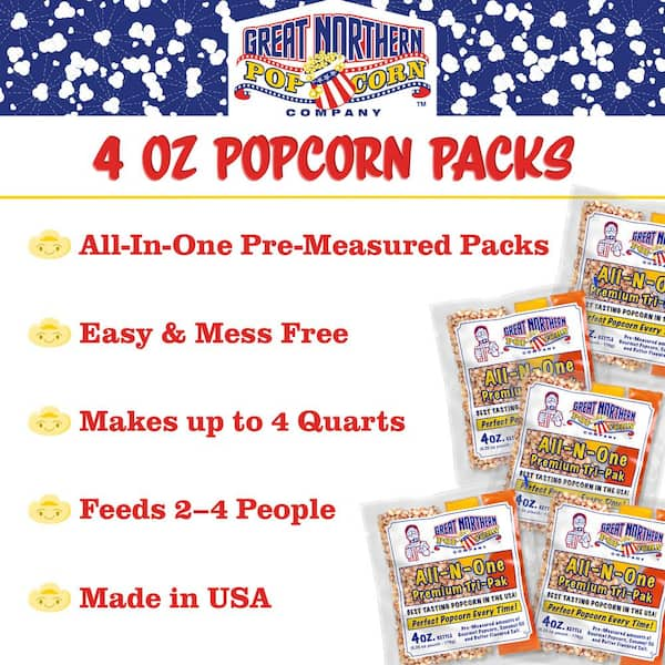 Great Northern 4 oz. Blue Big Bambino Popcorn Machine with 12 All-in-One Popcorn Packs