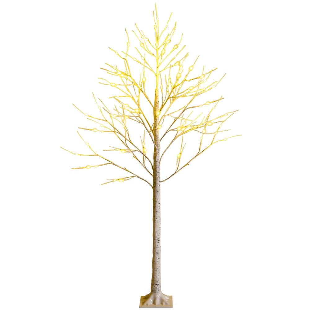 Costway 6ft Pre-lit White Twig Birch Tree for Artificial Christmas Tree  Holiday w/96 LED Lights CM23469US The Home Depot