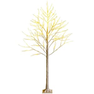 Costway 6ft Pre-lit White Twig Birch Tree for Artificial Christmas Tree ...