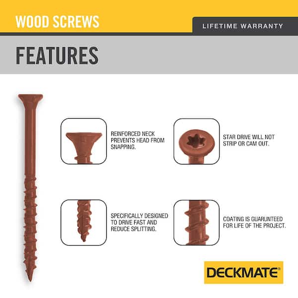 #9 x 2-1/2 in. Red Torx Flat-Head Wood Deck Screw (5 lbs. / 435-Piece)