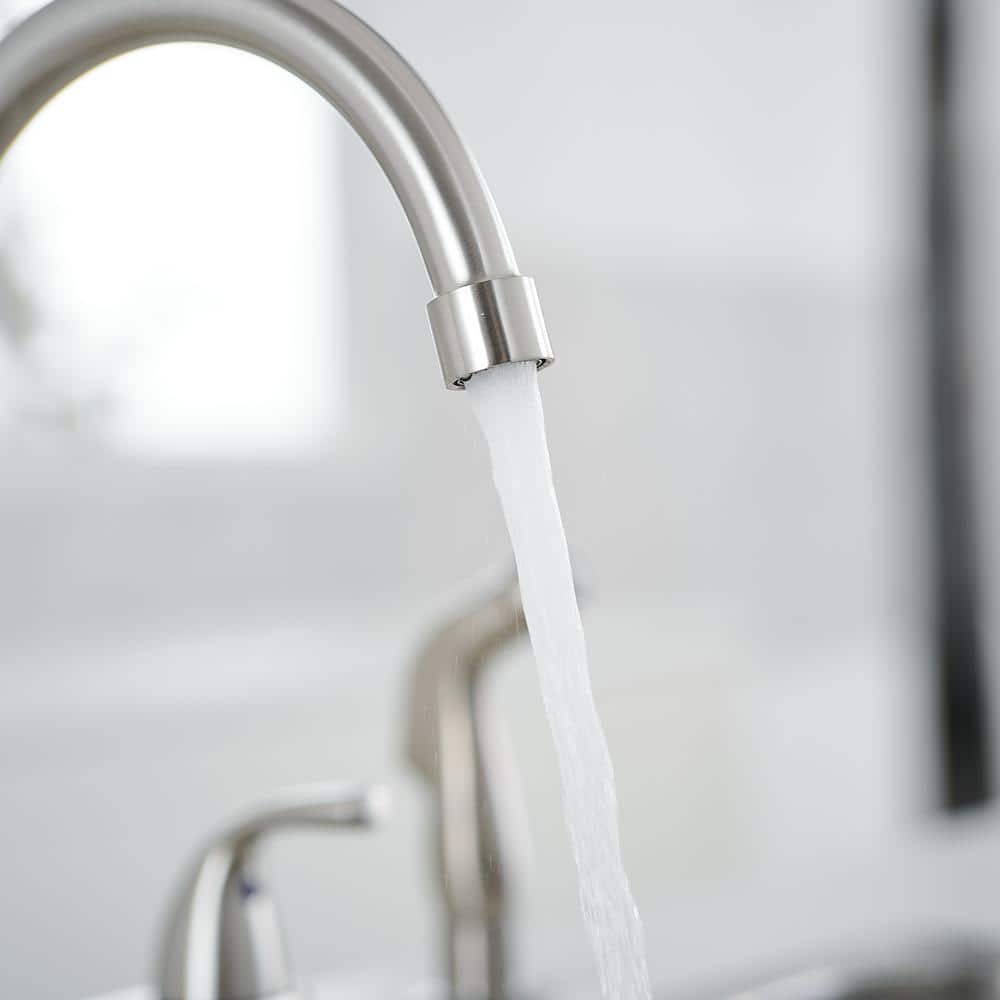 Brushed Nickel Double Handle Kitchen Faucet with Side Sprayer