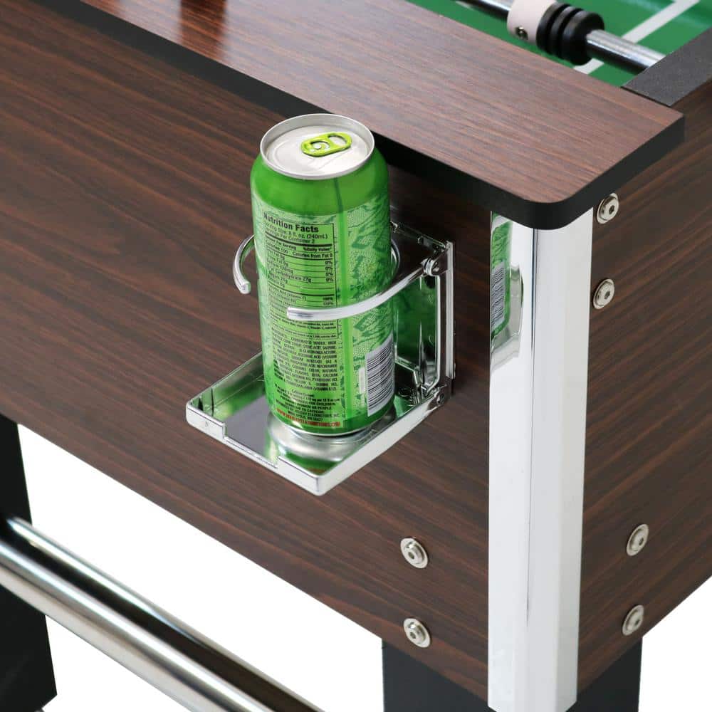 Sunnydaze 55-Inch Brown Faux Wood Foosball Table with Drink Holders