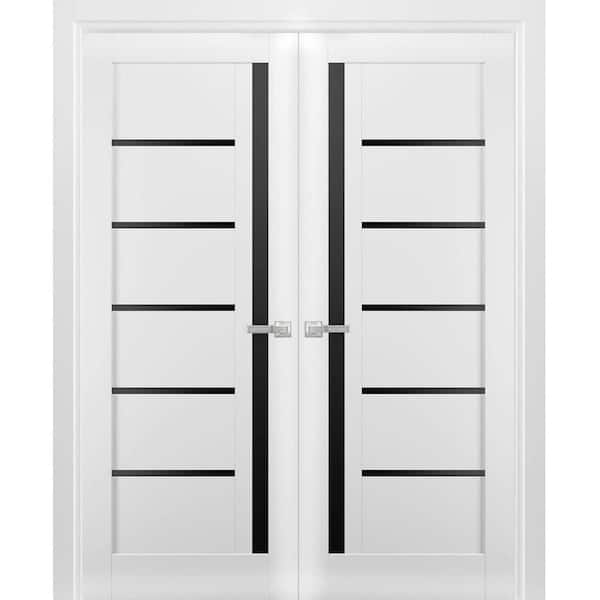 Sartodoors 48 in. x 80 in. 2 Panel White Finished Solid MDF Sliding Door with Hardware
