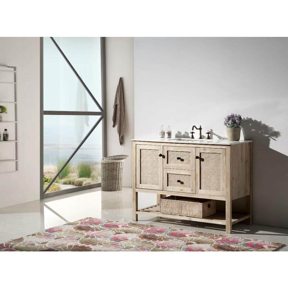 48 in.White Wash Vanity in White Marble Vanity Top with White Basin