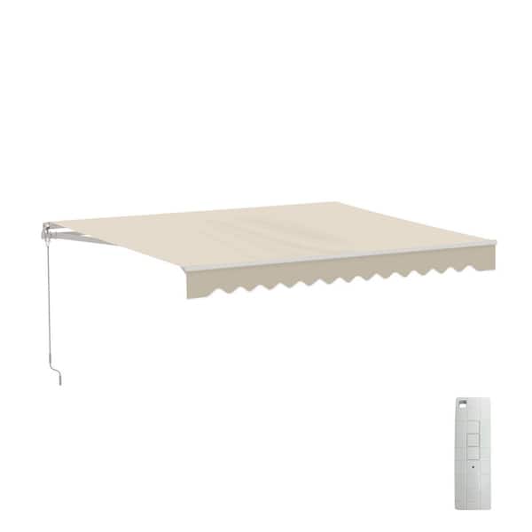 ALEKO 10 ft. Motorized UV Polyester Retractable Patio Awning in Ivory