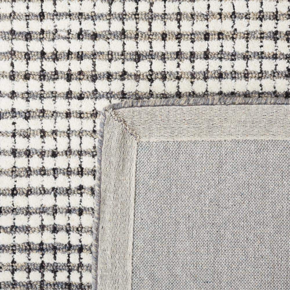 Hand-Tufted Grey and Ivory Wool 8' x 10' Abstract Area Rug