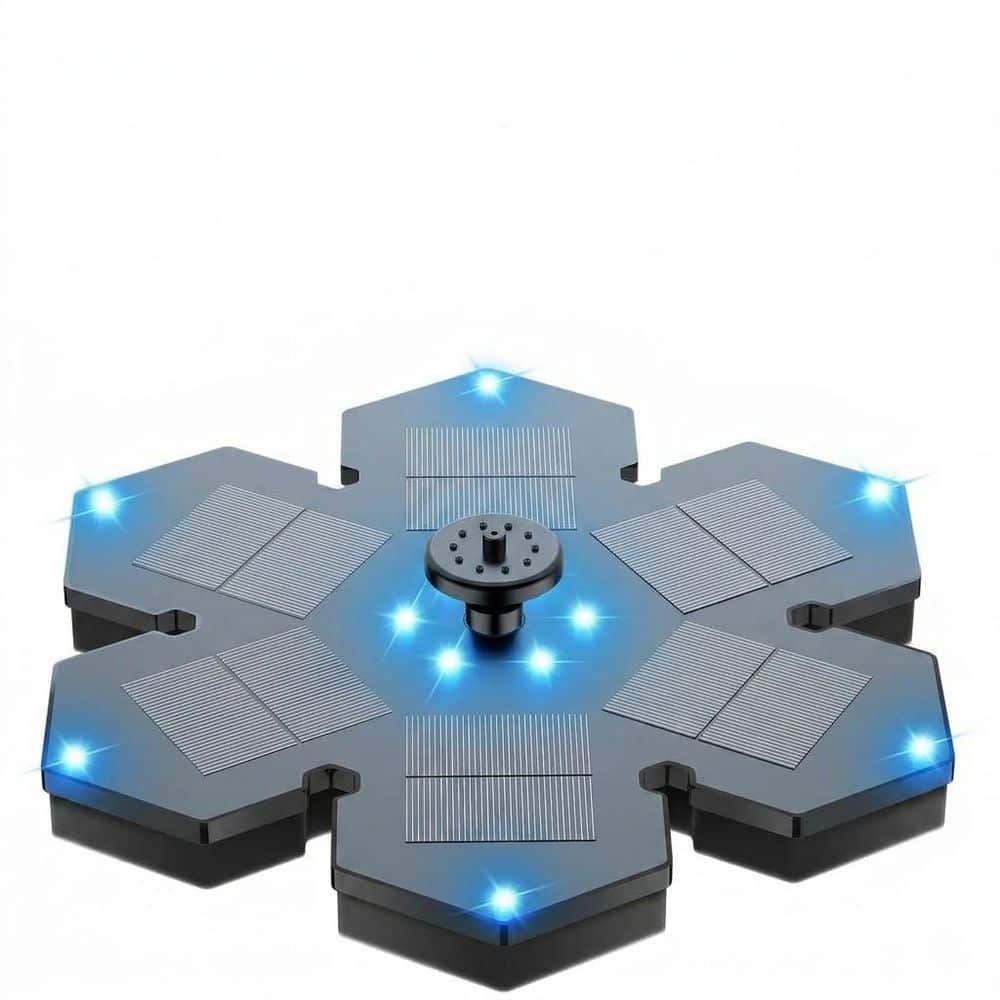 Outdoor Solar Fountain Snowflake Design Double Layer Colorful LED Lights 7 Nozzles Bird Bath Pond Decor price history on PriceWatchPro