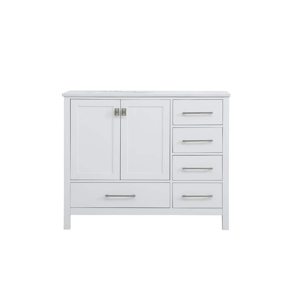 42 in. W x 22 in. D x 34 in. H Single Bathroom Vanity in White with Enginee