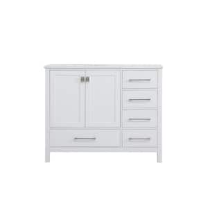 42 in. W x 22 in. D x 34 in. H Single Bathroom Vanity in White with Engineered Stone Top in White with White Basin