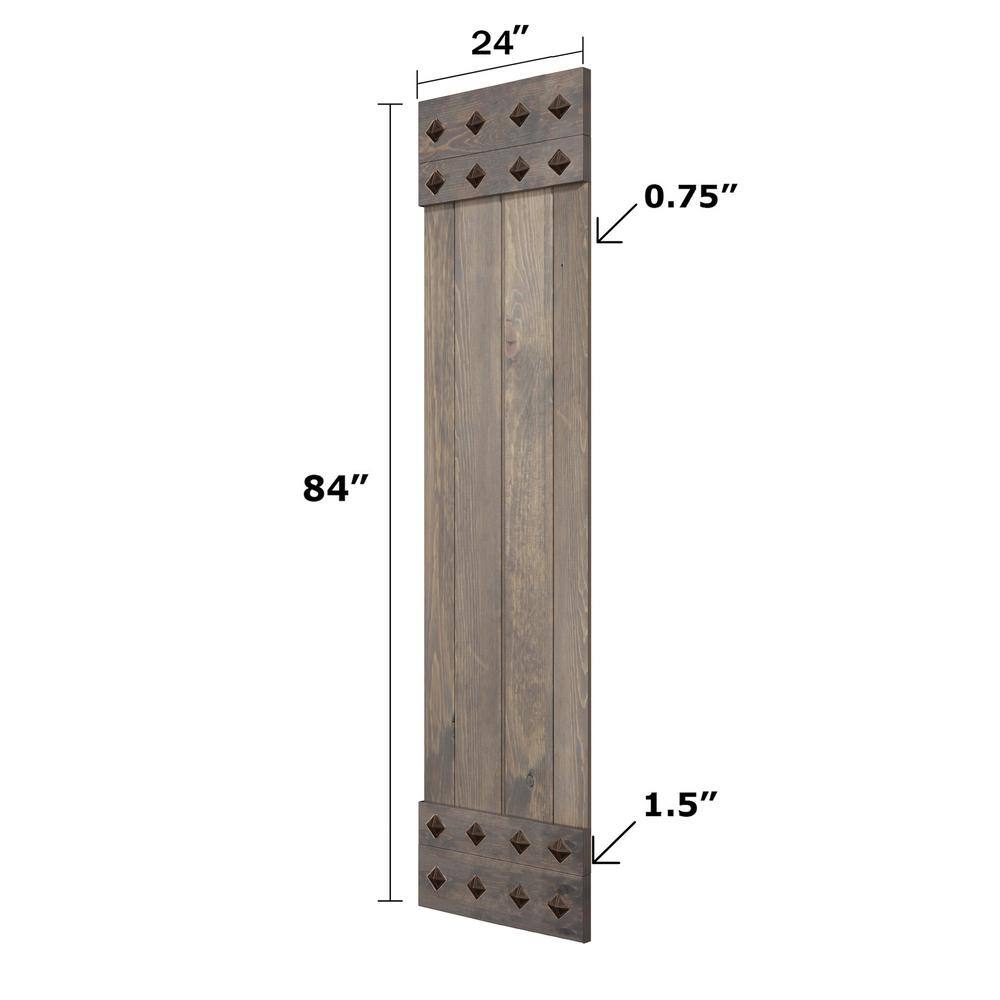 Smoky Gray Solid Wood Mid-Century Modern 24" x 84" Barn Door Slab