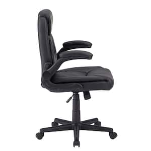 Black Office Chair, Flip-up Arms Task Chair, Rolling Wheels, High Back for Working and Playing