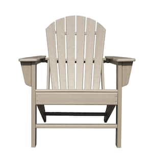 Weathered Wood Finish Plastic Adirondack Chair