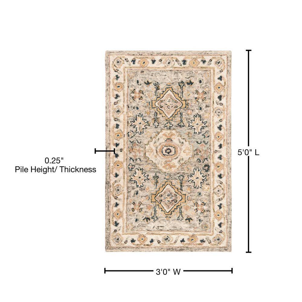 Ivory Floral Elegance Hand-Tufted Wool Area Rug 8' x 10'