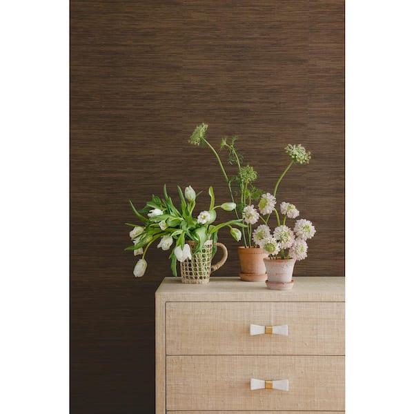 Chocolate Classic Faux Grasscloth Brown Peel and Stick Wallpaper Sample