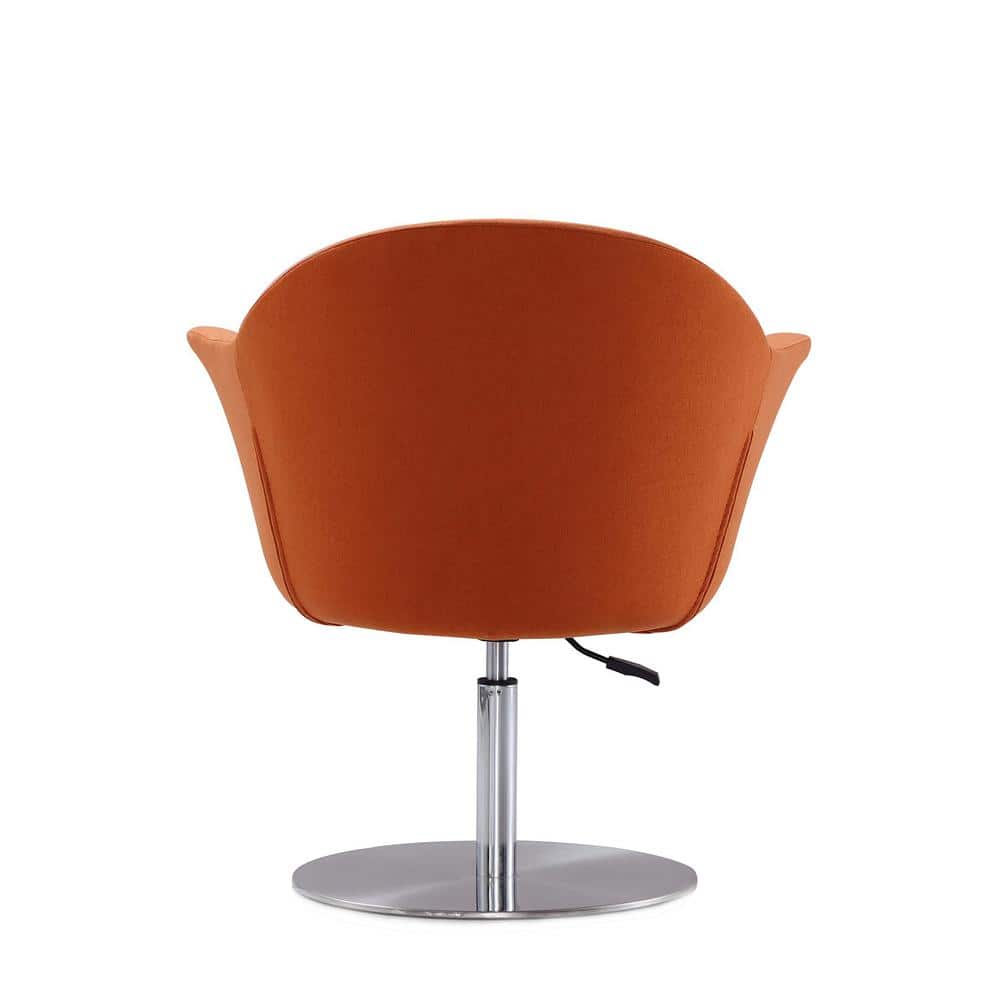 Mid-Century Modern Voyager Swivel Accent Chair in Orange and Metal