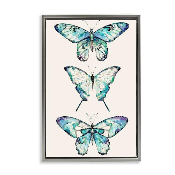 Stupell Industries Classic Butterfly Specimens by Christine Zalewski Gray Floater Frame Animal Graphic Art Print 25 in. x 17 in.