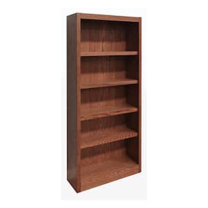 72 in. Dry Oak Wood 5-shelf Standard Bookcase with Adjustable Shelves