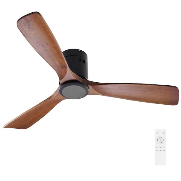 FUFU&GAGA 52 in. Indoor/Outdoor Brown 3 Solid Wood Blades Propeller Ceiling Fan with Remote Control, DC Motor, 6-Speed Adjustable