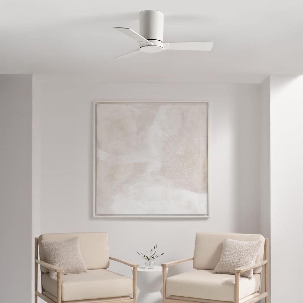 Rozzen 32 in. Indoor/Outdoor Matte White Standard Hugger Flush Mount Ceiling Fan with Remote and Matte White Blades price history on PriceWatchPro