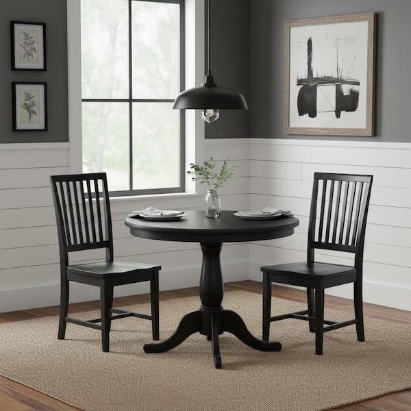 Black Wood Mission Dining Chair (Set of 2)