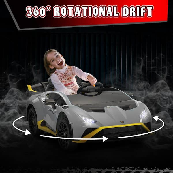 24-Volt Licensed Lamborghini Kids Ride On Car With Remote Control Electric Kids Drift Car Toy in Gray