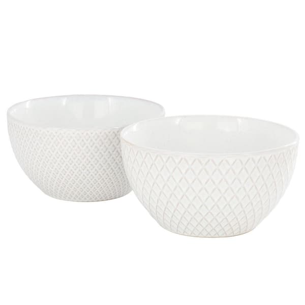 Earlhart 2 Piece 6 in. Ribbed Stoneware Cereal Bowl Dinnerware Set in White