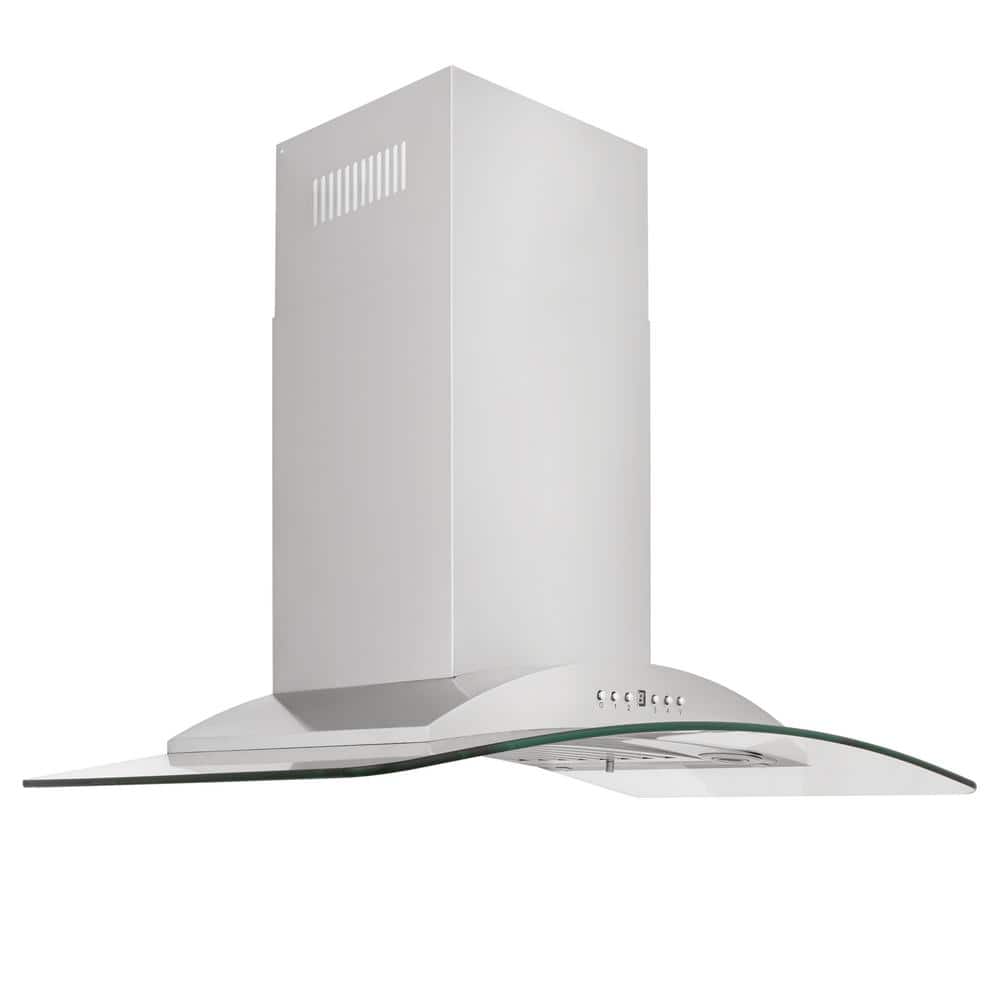 36 in. 400 CFM Convertible Vent Wall Mount Range Hood with Glass Accents in Stainless Steel