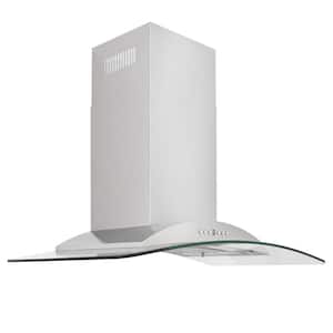 36'' Convertible Vent Wall Mount Range Hood in Stainless Steel and Glass