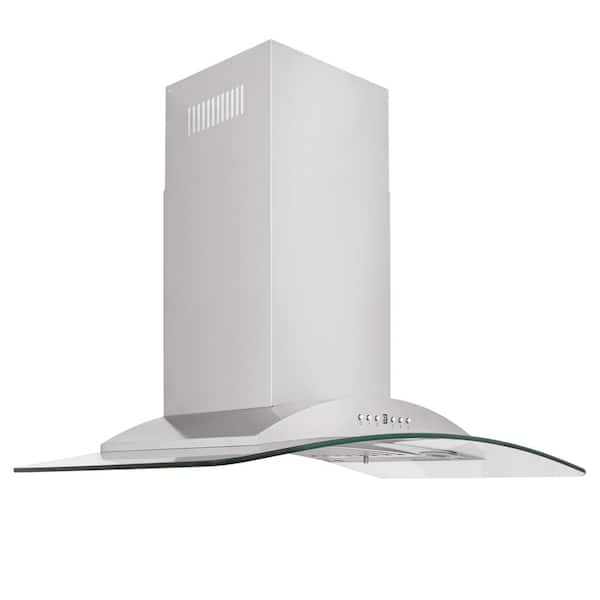 ZLINE Kitchen and Bath 36 in. 400 CFM Convertible Vent Wall Mount Range Hood with Glass Accents in Stainless Steel