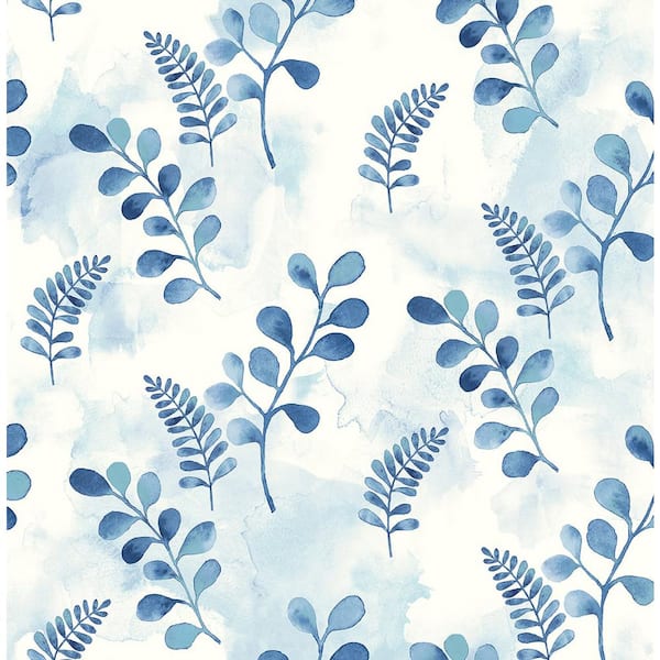 NextWall 30.75 sq. ft. Marine Blue Woodland Walk Vinyl Peel and Stick Wallpaper Roll