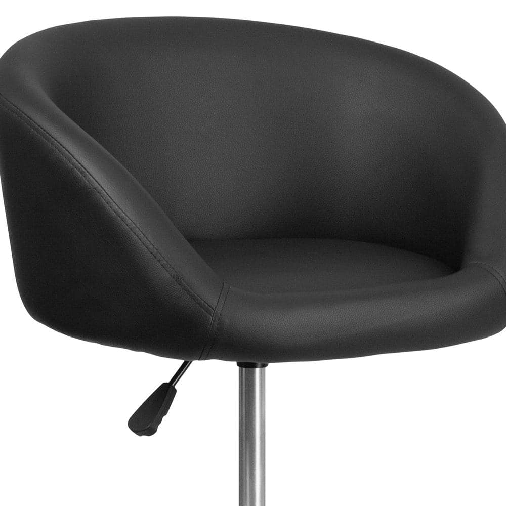 Modern Adjustable Black Vinyl Swivel Barstool with Chrome Base
