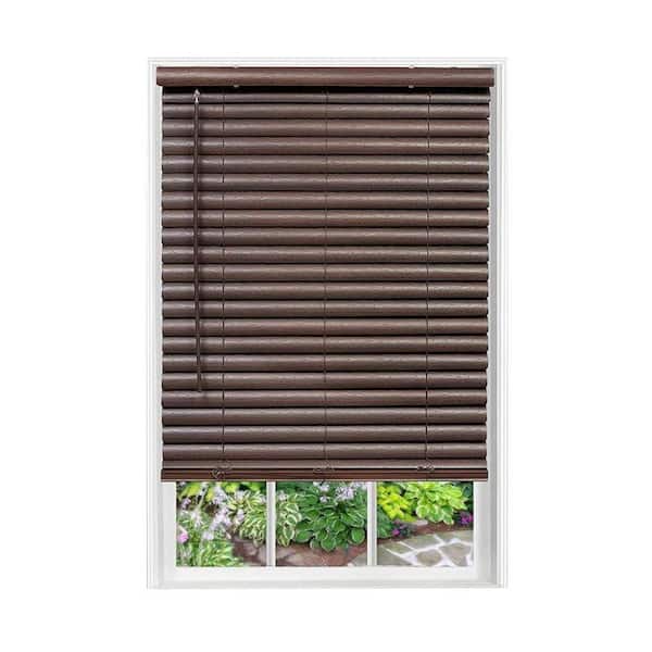 Mahogany Cordless Light Filtering Vinyl Blinds with 2 in. Slats-33 in. W x 64 in. L