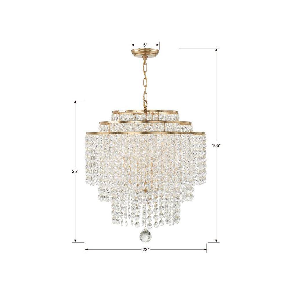 Gabrielle Antique Gold 6-Light Crystal Chandelier