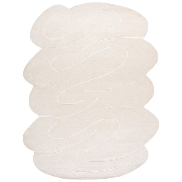 Novelty 8 ft. x 10 ft. Specialty Ivory Solid Swirls Area Rug