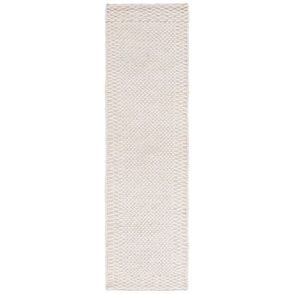 Natura 2 ft. x 8 ft. Ivory Geometric Runner Rug