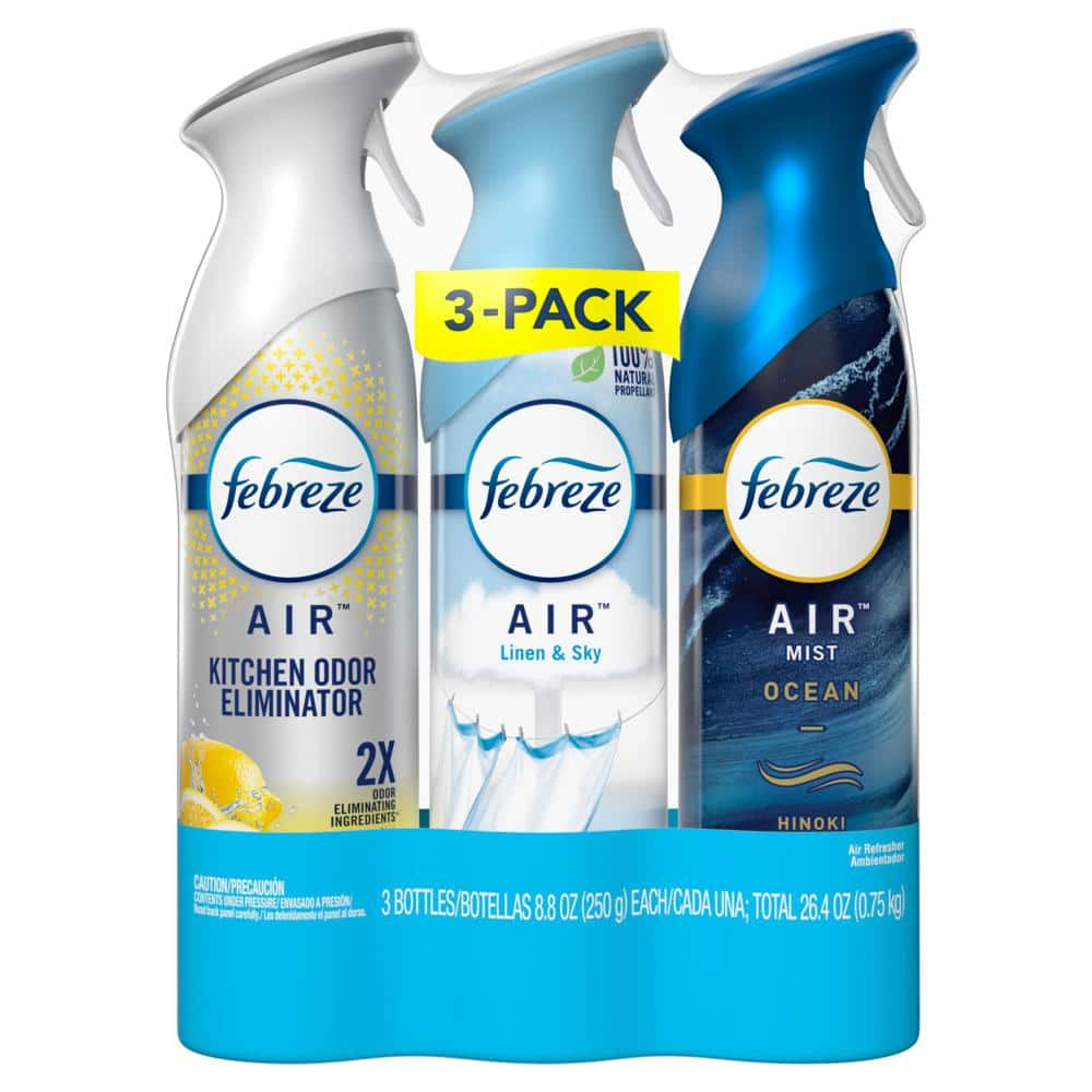 AIR 8.8 oz. Variety Kitchen Odor Eliminator Linen and Sky and Ocean Scent Air Freshener Spray (3 Count) -  Febreze, 003077211526