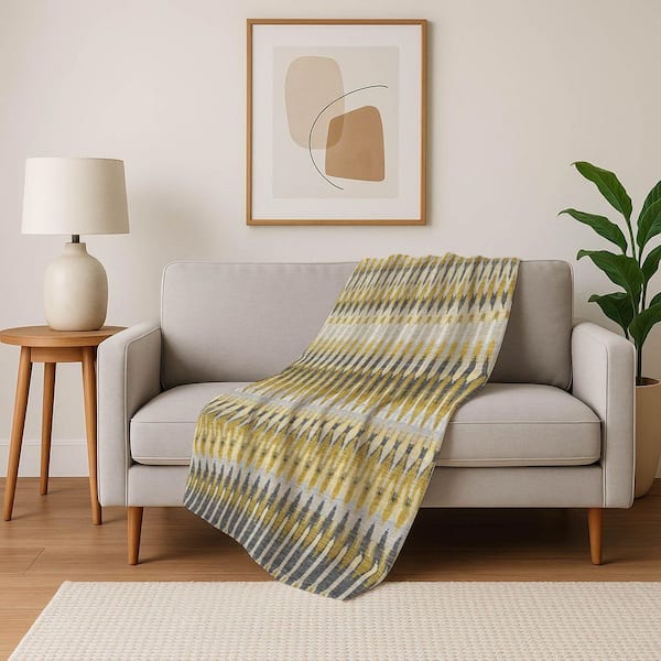 Premium Machine Washable ASB860 Gold 50 in. x 70 in. Sherpa Throw Blanket