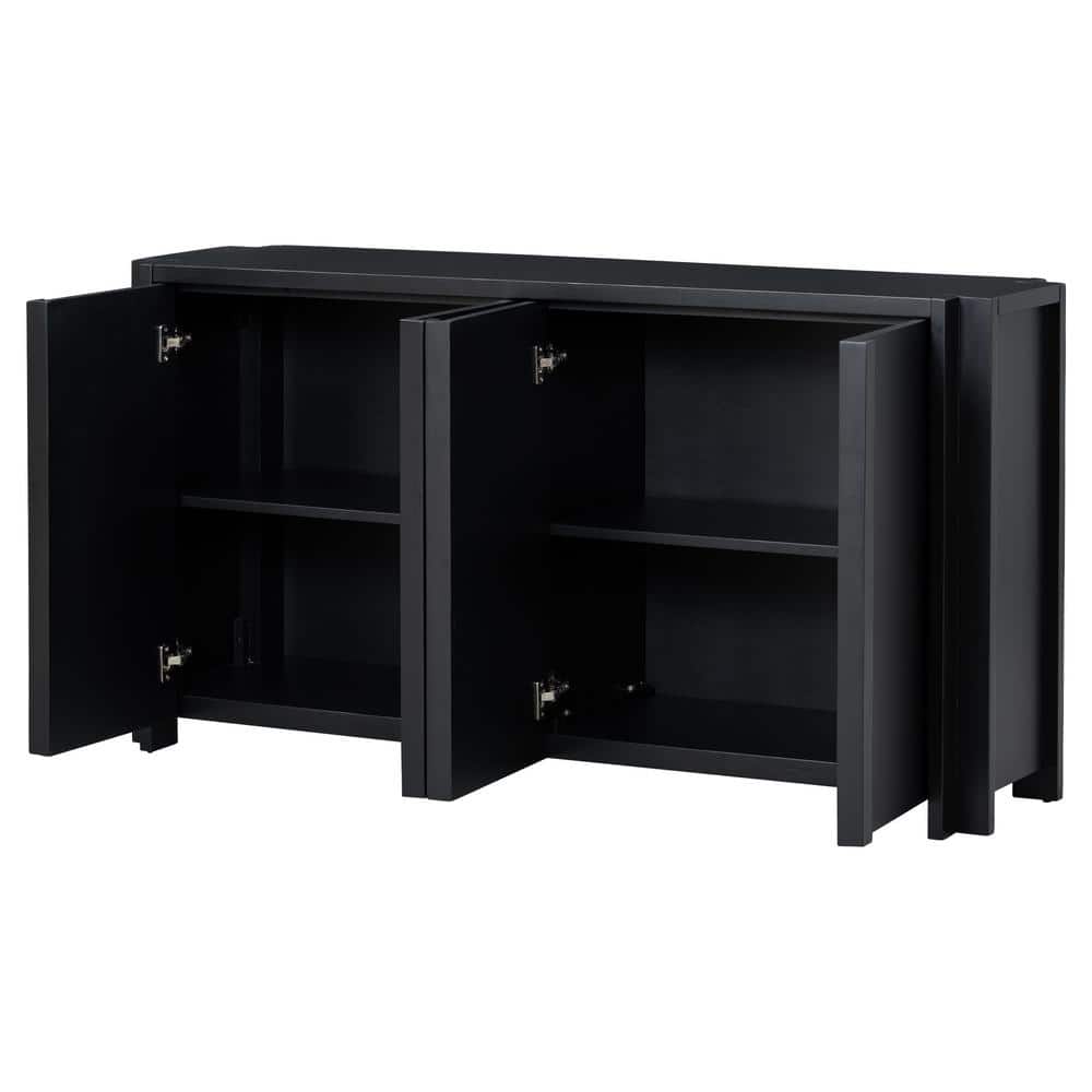 60 in. W x 16 in. D x 32 in. H Bathroom Black Linen Cabinet