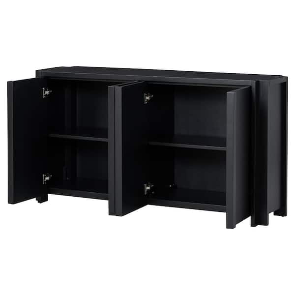 Unbranded 60 in. W x 16 in. D x 32 in. H Bathroom Black Linen Cabinet