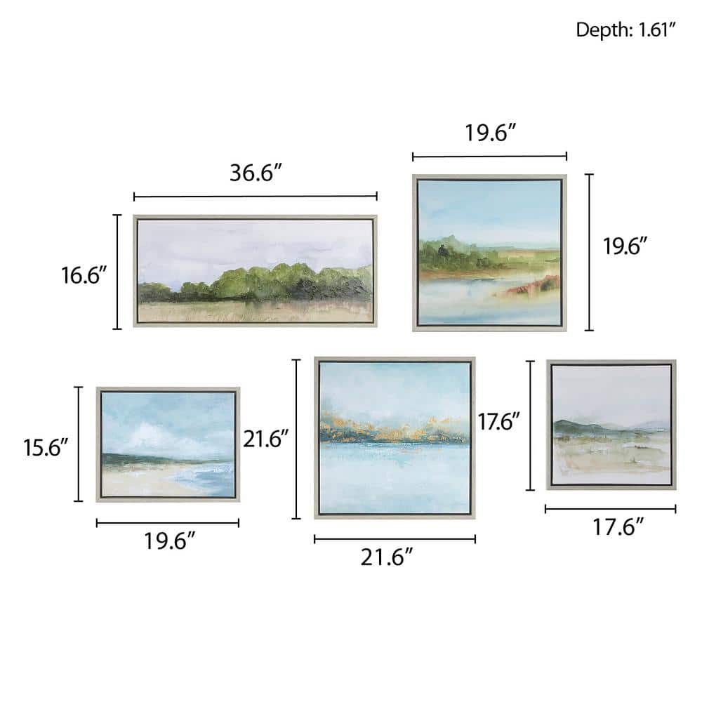 Vista Nautical Abstract Landscape 5-Piece Framed Canvas Set