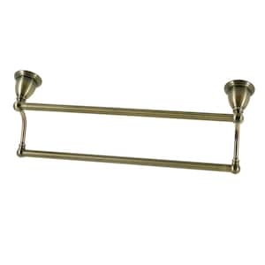 Heritage 18 in. Wall Mount Double Towel Bar in Antique Brass