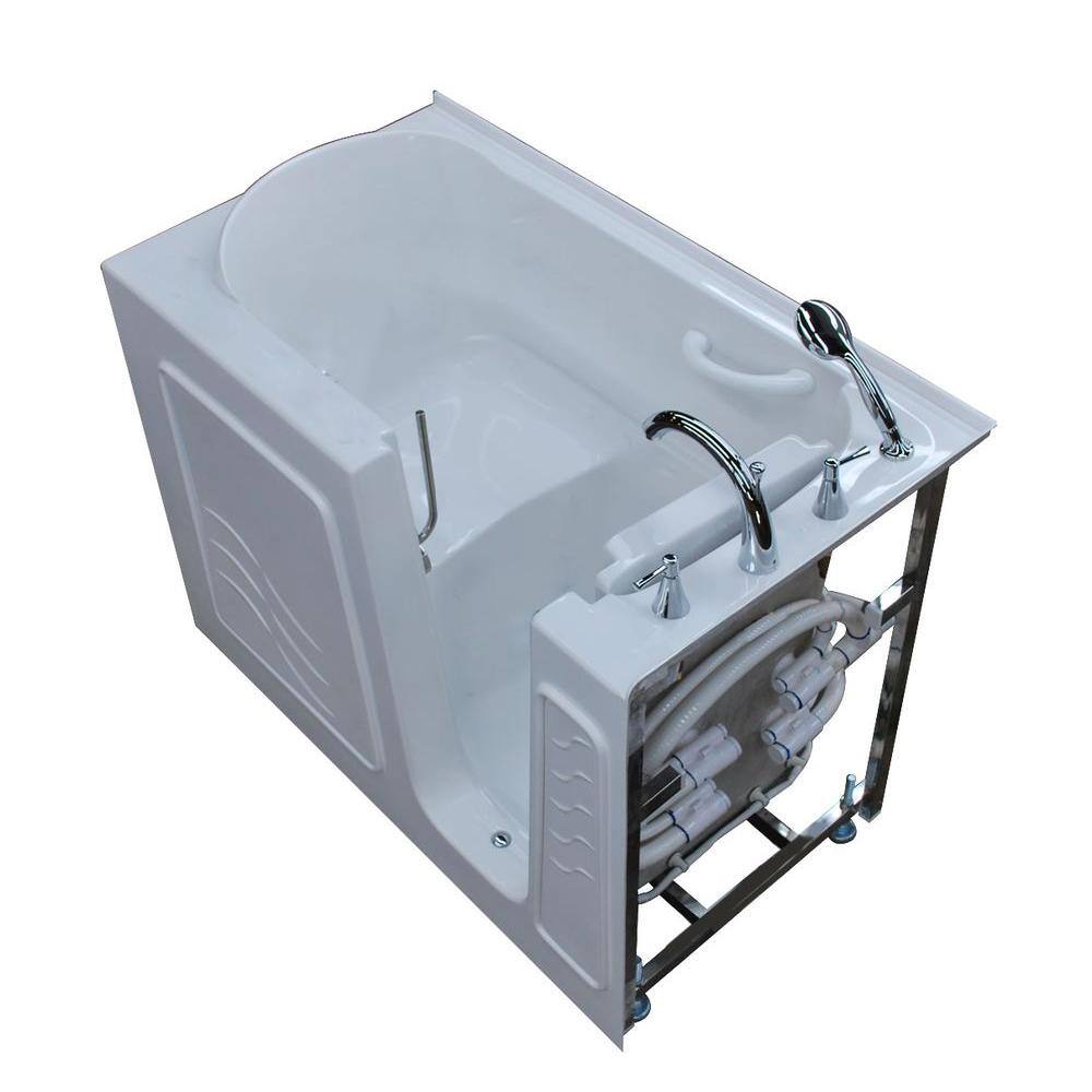Santa Fe White Fiberglass Walk-In Soaking Bathtub with Faucet