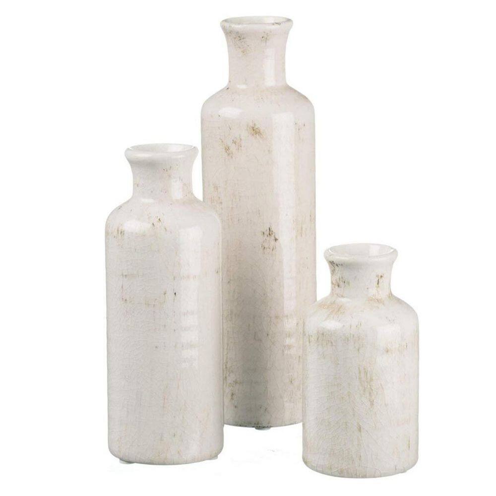 10inch White Ceramic Vase Set-Versatile Farmhouse Decor for Any Room