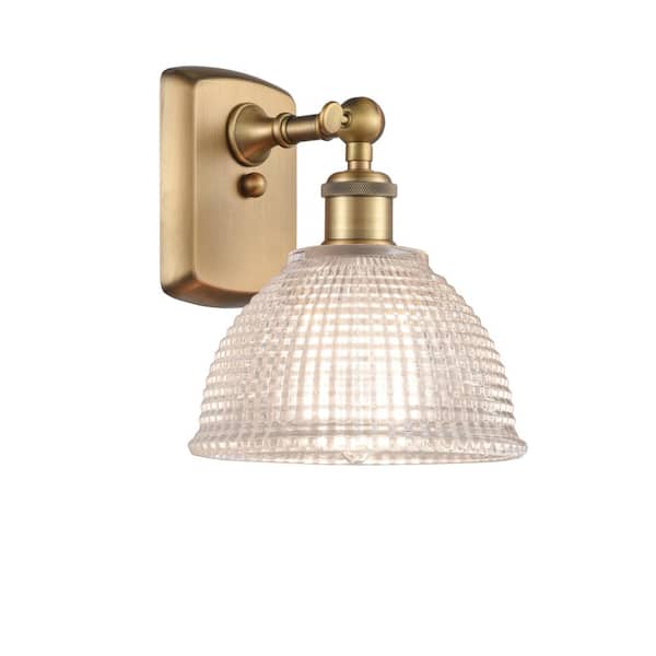 Arietta 1-Light Brushed Brass, Clear Wall Sconce with Clear Glass Shade